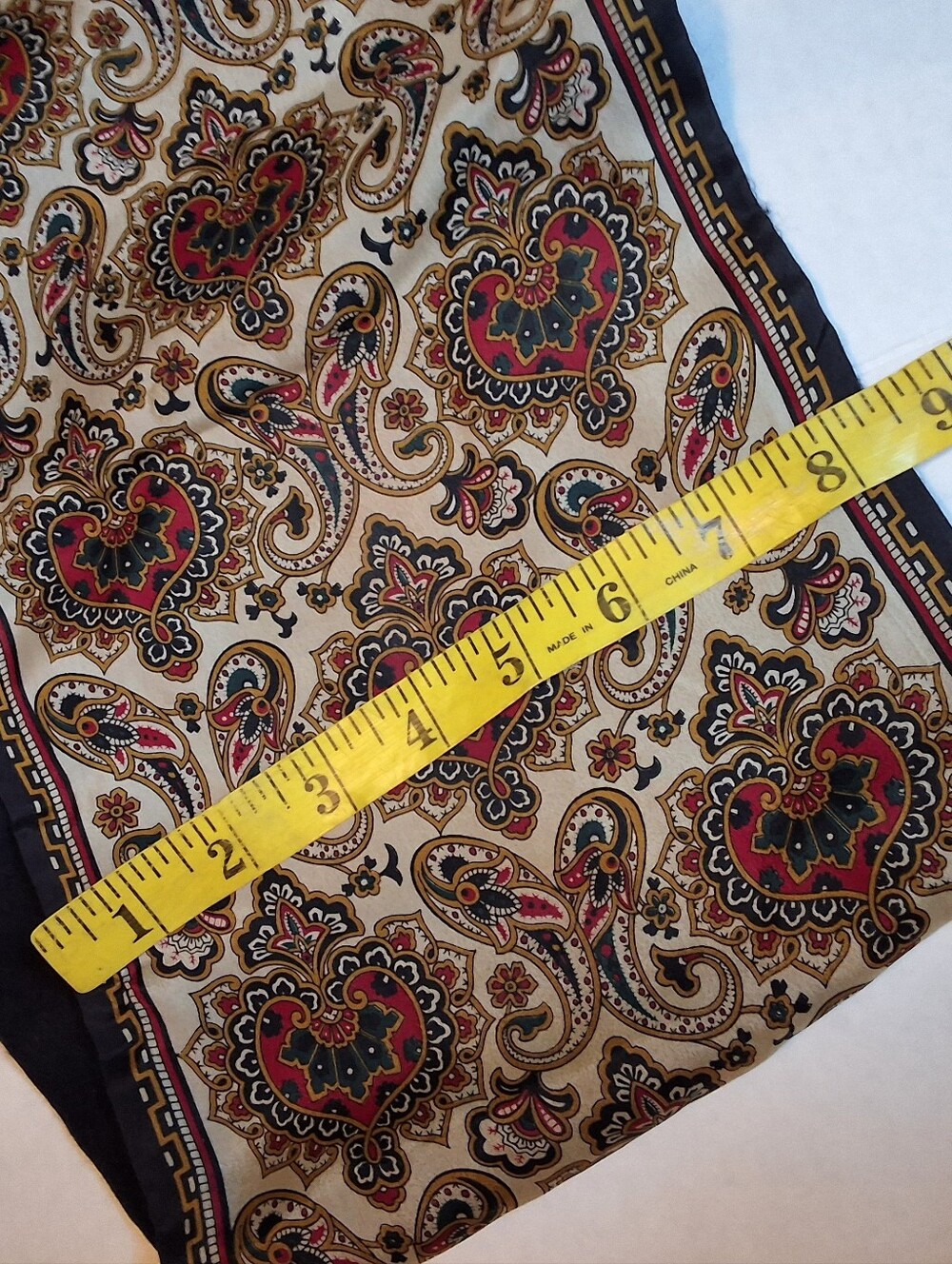 Vintage Lord & Taylor Silk Wool Paisley Scarf Made in Japan Navy / Black Ivory - Picture 6 of 7